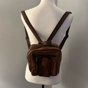 C bags leather backpack can also be shoulder bag. Tan